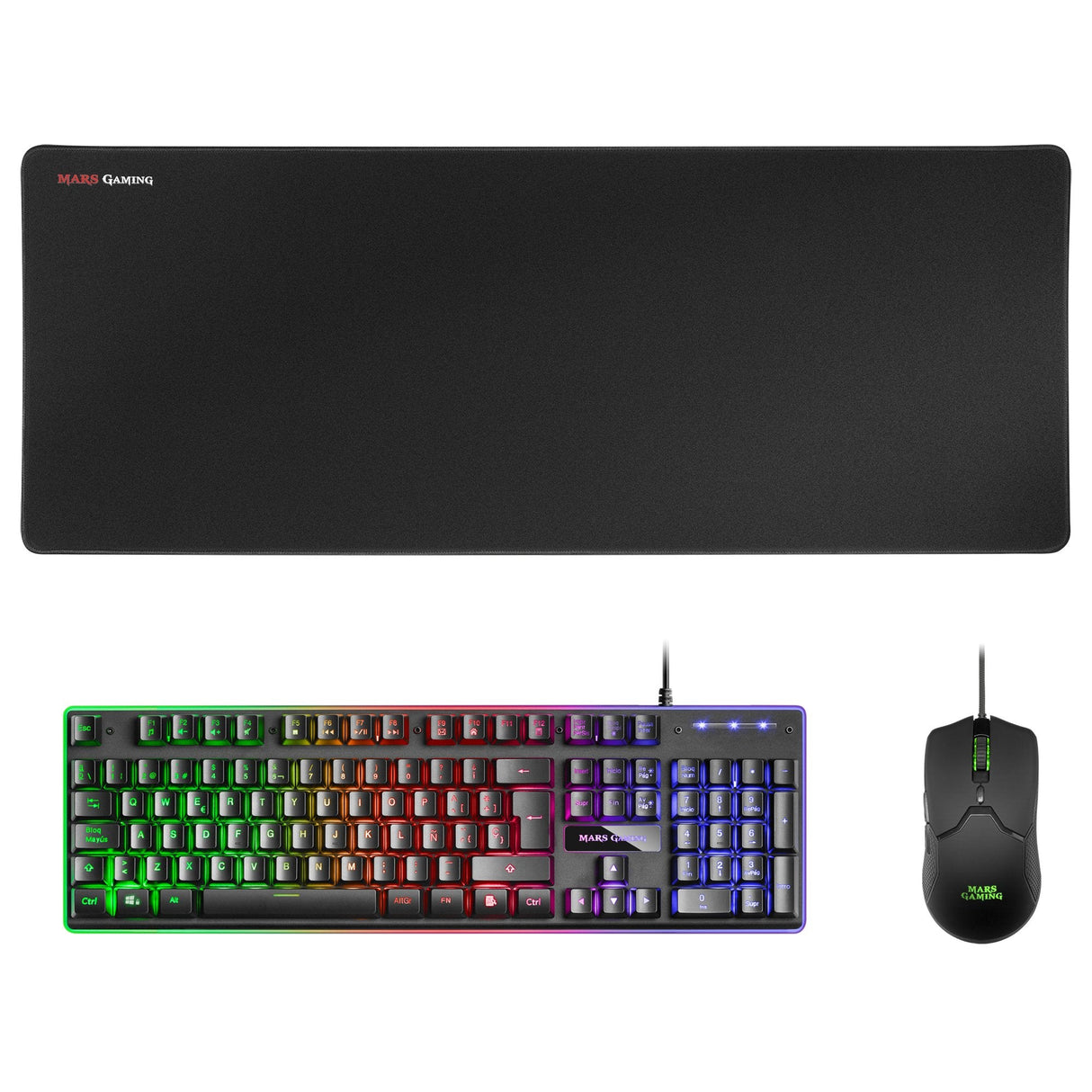 Pack Gaming Mars Gaming Mcpx Teclado H-Mech + Ratón Óptico + Alfombrilla Negro