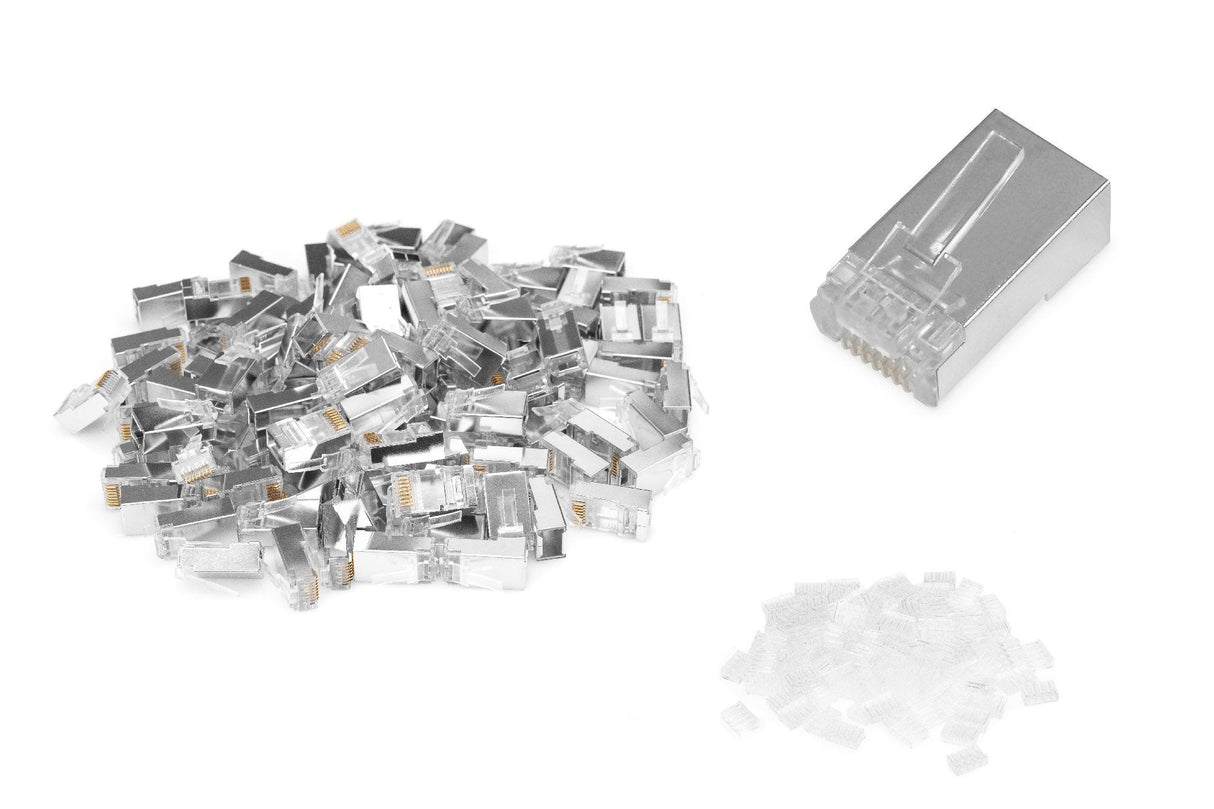Conector Modular Cat 6 Rj45 Macho Stp Apantallado Para Cable Redondo Digitus 100 Unidades