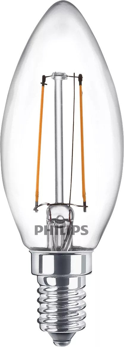 Philips Bombilla Con Led-Filament - Form: B35 - Transparente Finish - E14 - 2 W (Equivalente 25 W)