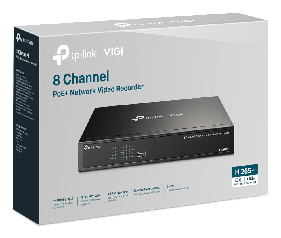 Nvr Vigi Tp-Link Vigi Nvr1008h-8p 08ch Poe Bay 1hdd H265+