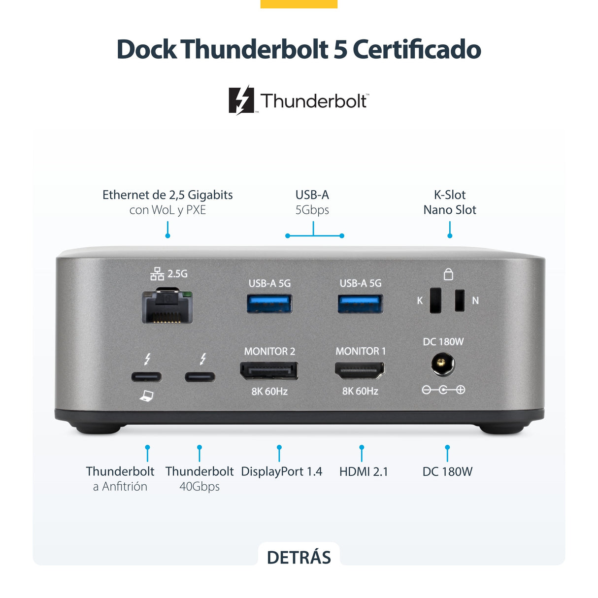 EAN 0065030923118 - StarTech.com 215UE-TB5USB4DOCK base para portátil y replicador de puertos Alámbrico Gris imagen 6
