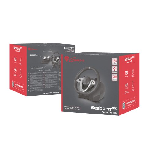 EAN 5901969425383 - GENESIS Seaborg 400 Negro, Plata USB Volante + Pedales Nintendo Switch, PC, PlayStation 4, Playstation 3, imagen 10