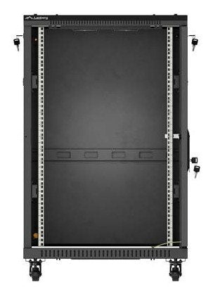 Lanberg Rack Cabinet 19 " Free Standing 18u 600x600 Flat Pack With Glass Door Black