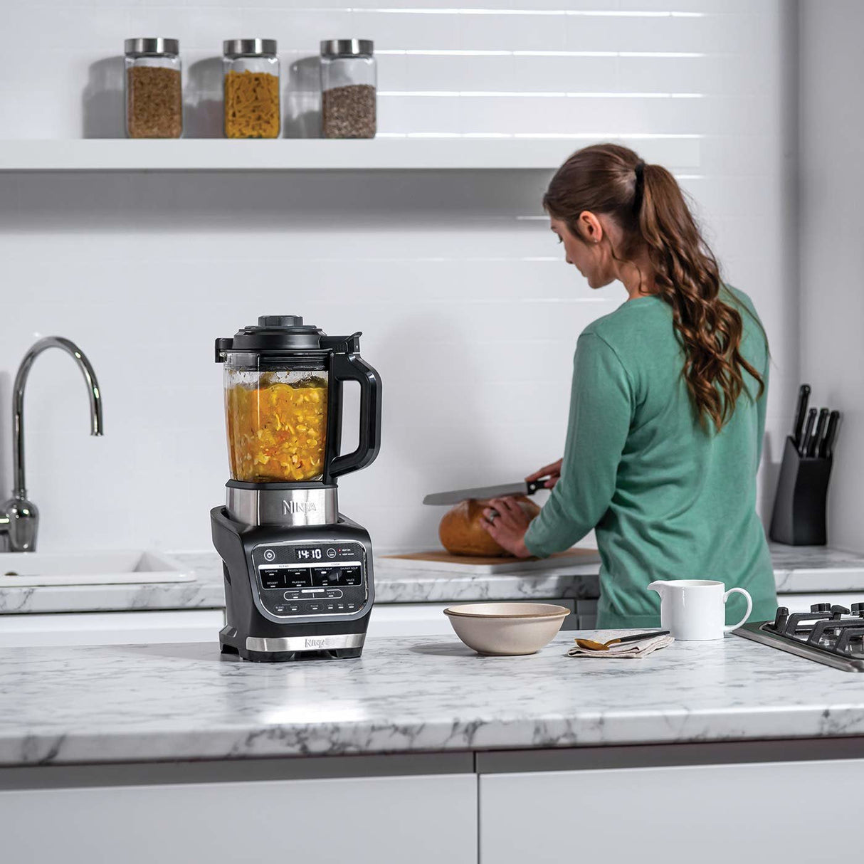 Licuadora Y Sopera Ninja Foodi Hb150eu Negra/Acero Inoxidable, 1000 Vatios, 1,7 Litros Hb150eu