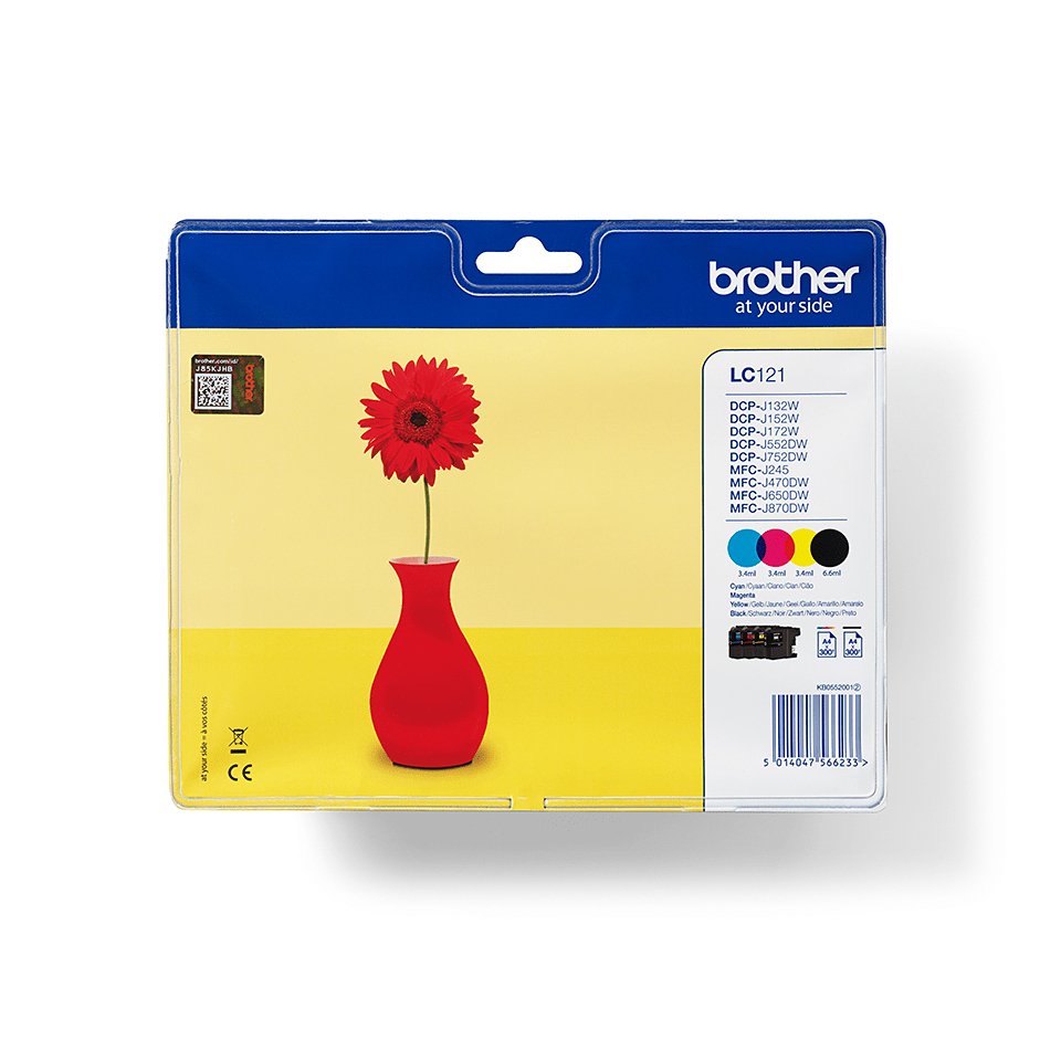 EAN 5014047566233 - Brother LC121VALBP cartucho de tinta 4 pieza(s) Original Negro, Cian, Magenta, Amarillo imagen 1