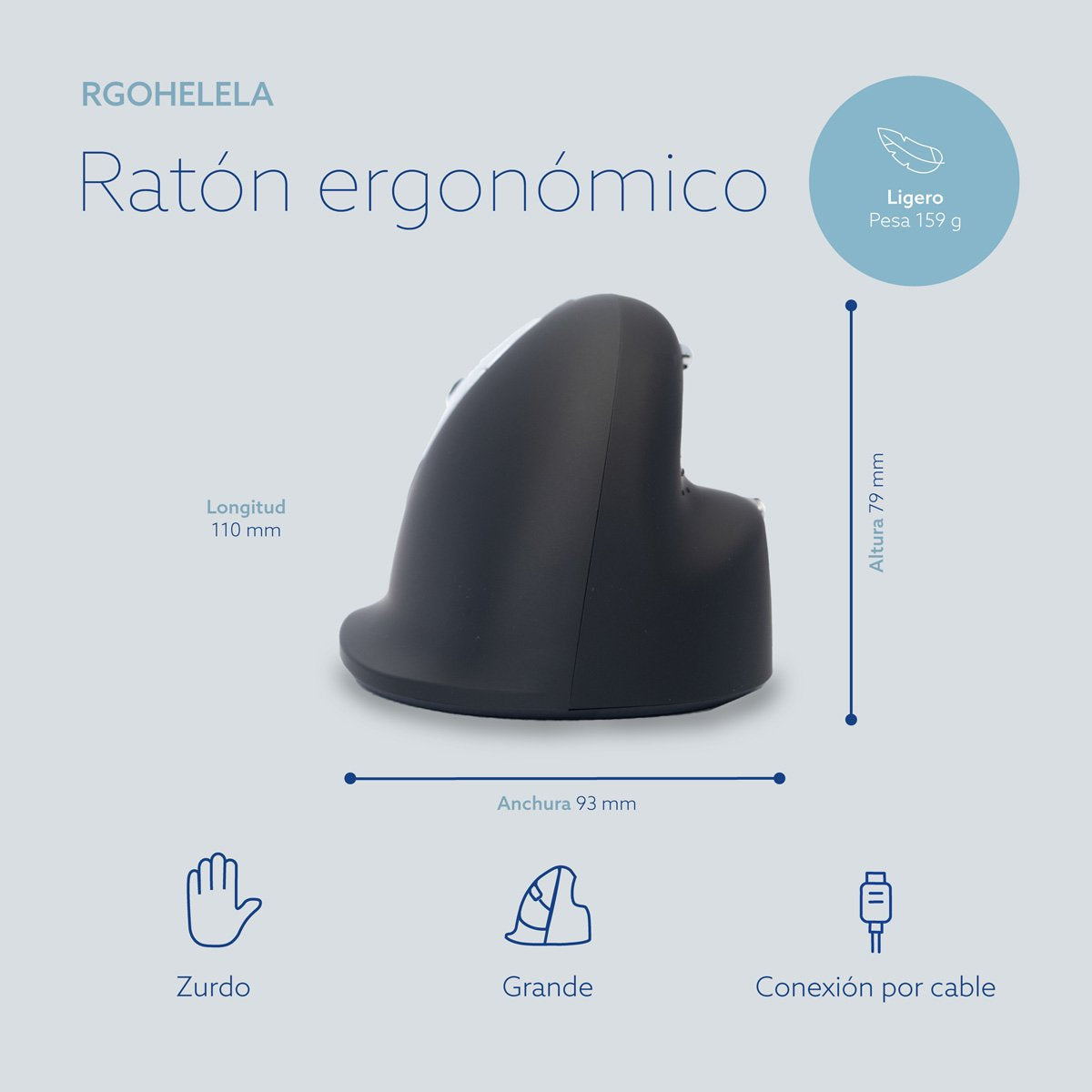 EAN 8719274491347 - R-Go Tools RGOHELELA ratón Oficina Izquierda USB tipo A Óptico 2400 DPI imagen 16