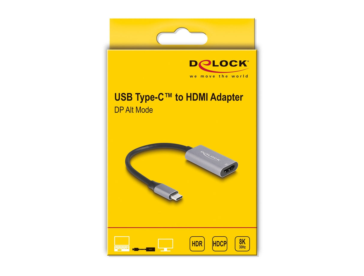 Adaptador Usb Delock, Conector Usb-C> Hdmi Socket 8k 30hz Gray/Negro, 15 Cm, Hdr Y Hdcp 60021