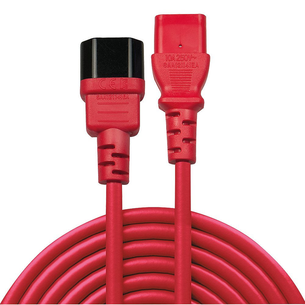 Alargador De Red Lindy Iec C14 - C13 Rojo 0,5m