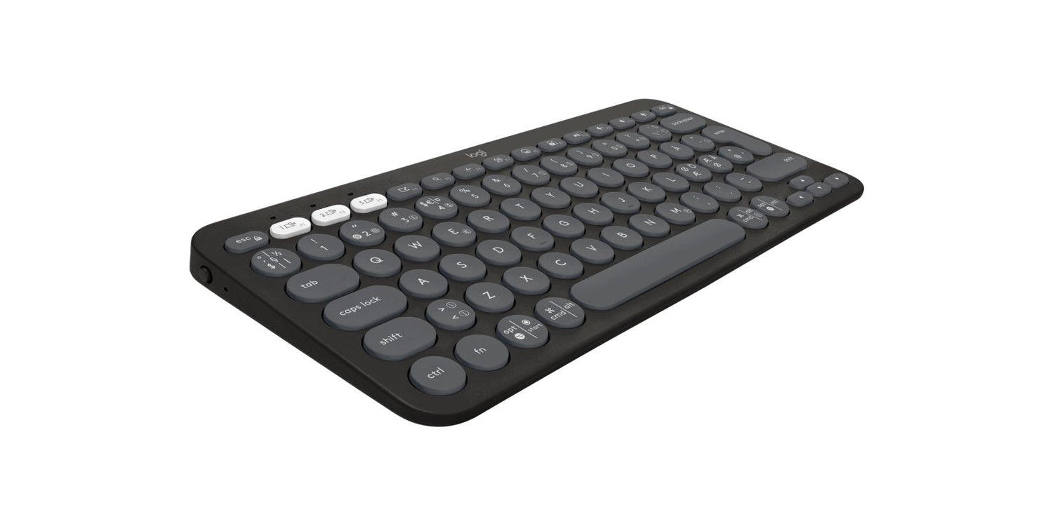 Teclado Danés Logitech Pebble Keys 2 K380s Rf Wireless + Bluetooth Qwerty , Finlandés, Noruego, Sueco Grafito