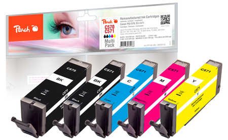 Peach 0f320133 Tinta Canon Pgi-570/Cli-571 Multi-Pack Negro, Cian, Magenta, Foto Negro, Amarillo 5 Pieza(S)