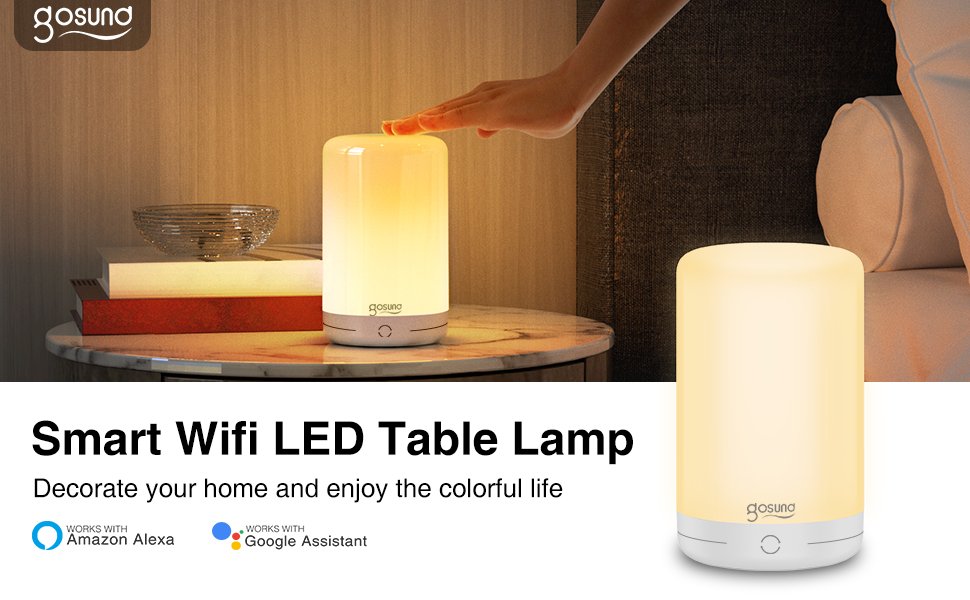 EAN 6972391281242 - Gosund LB3 smart tafel/bed lamp 5V, 2A USB (inc voeding en kabel) touch bediening: kleure en lichtsterkte imagen 3
