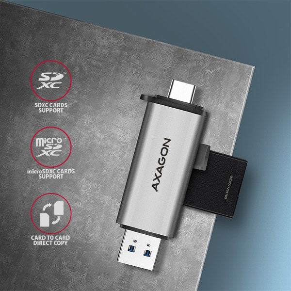 EAN 8595247904416 - Axagon CRE-SAC lector de tarjeta USB 3.0 Type-A/Type-C Gris imagen 4