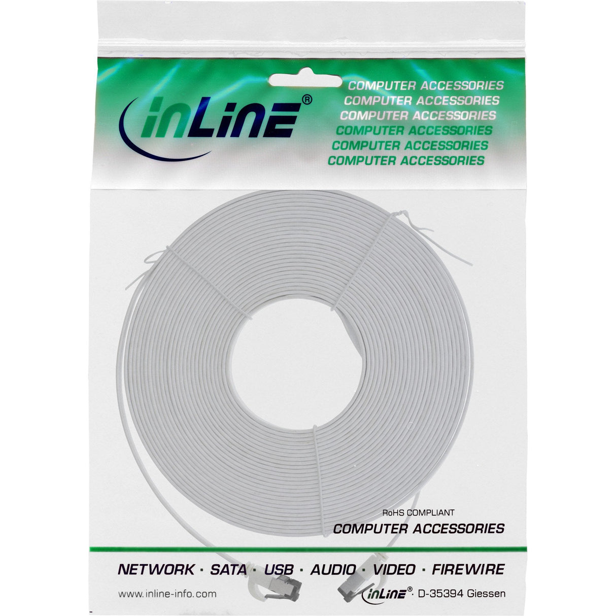 Cable De Red Plano Inline, U/Ftp, Cat.6a, Tpe Libre De Halógenos, Blanco, 7,5m