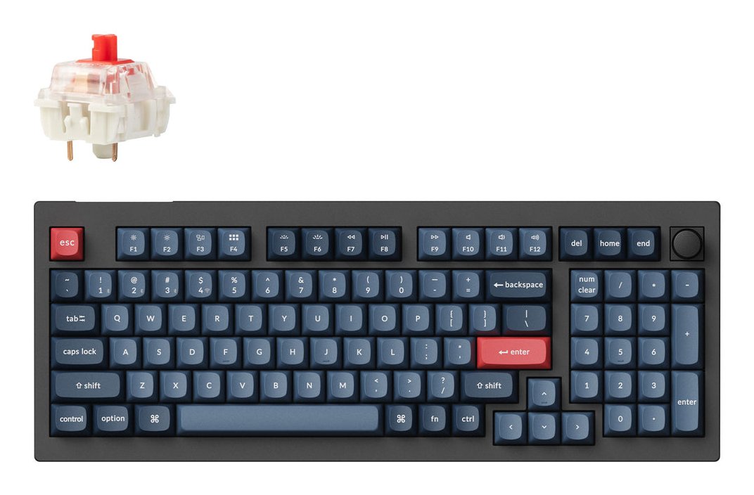 Keychron V5 Max, Teclado Para Juegos Negro Azul-Gris, Diseño De, Gateron Jupiter Red, Hot-Swap, Rgb V5m-D1-De