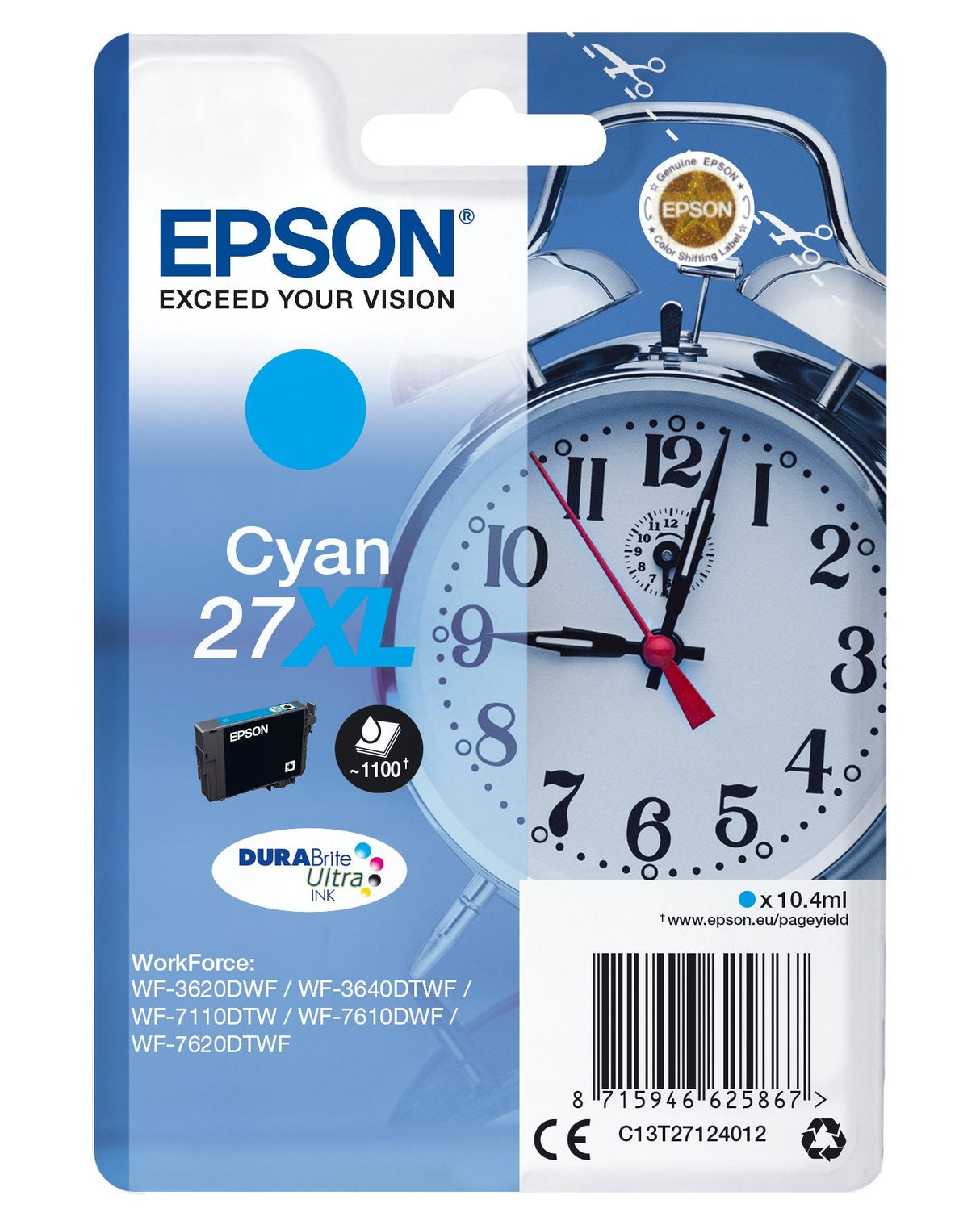 Cartucho Original Epson 27xl Cyan - C13t27124010 Ml-10.4pag-1100