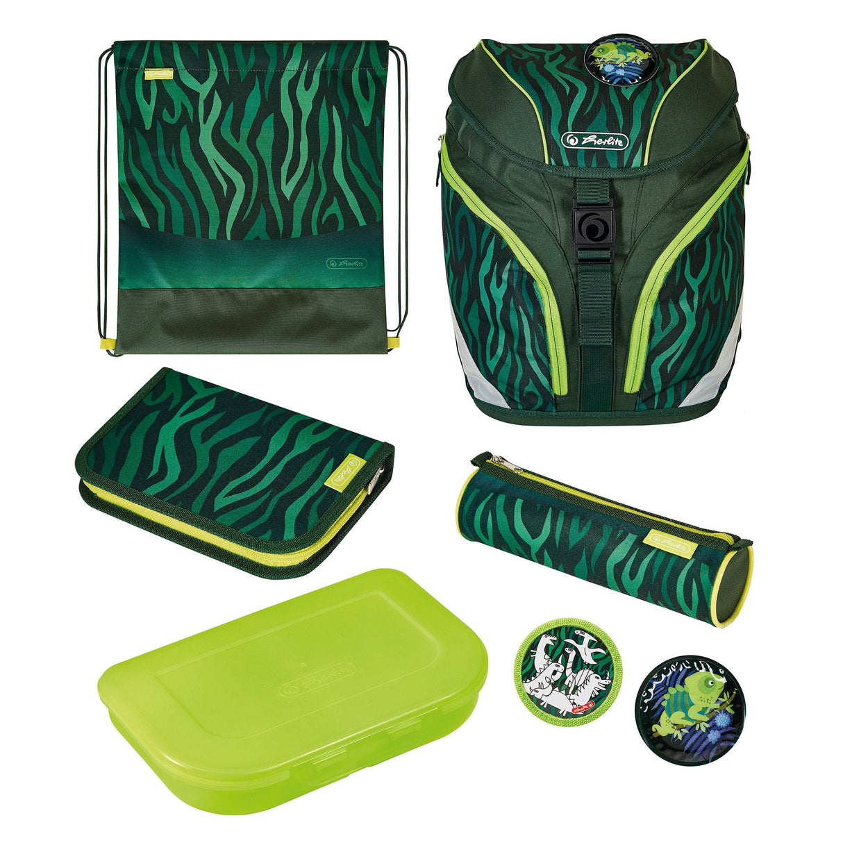 Herlitz Softlight Plus Jungle Juego De Mochila Escolar Niño Poliéster Verde, Oliva
