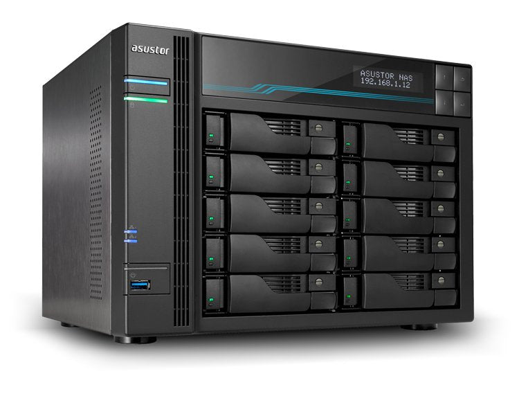Servidor Nas Asustor Lockestor Pro As7110t 10 Bahias Intel 9th Xeon E-2224 Quad 3.4ghz 8gb 2x2.5gbe 2x10gbe Raid 0,1 Jbod Sata6gb Usb 3.2