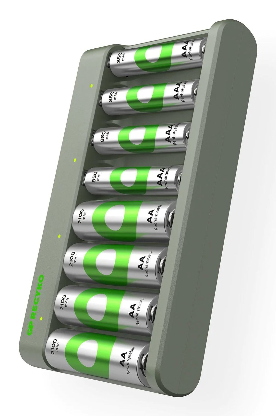 Cargador Gp Recyko E821 De 8 Celdas Redondas + 4xaa 2100mah/ 4xaa 850mah