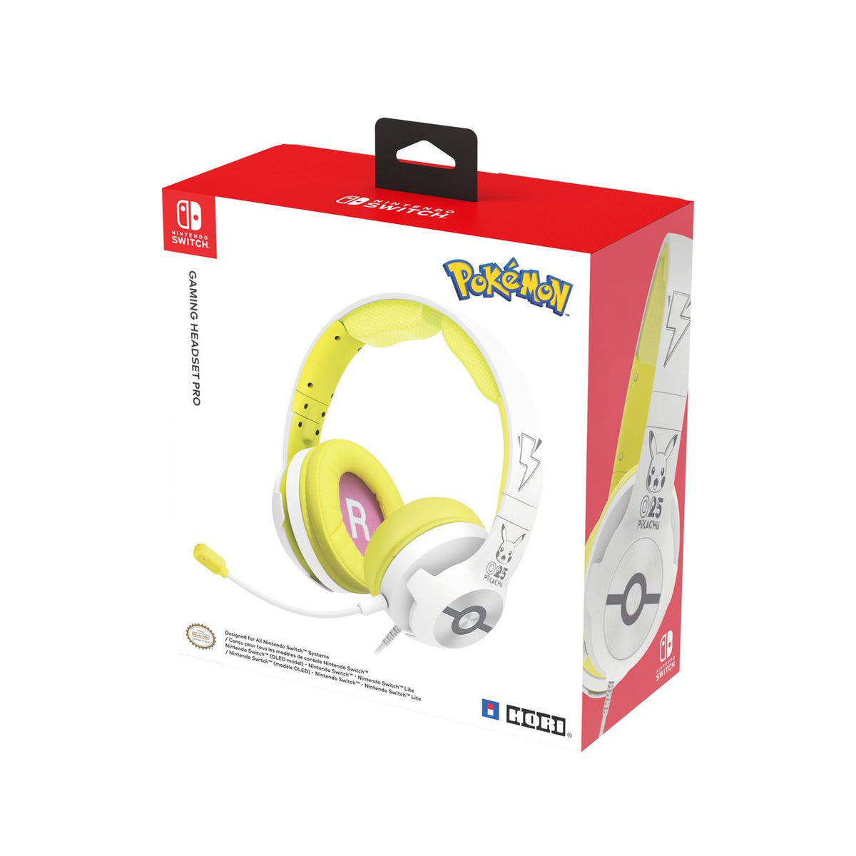 Auriculares Micro Gaming Hori Pro Pikachu Pop White Supraural 40mm Jack 3.5mm Cancelacion De Ruido
