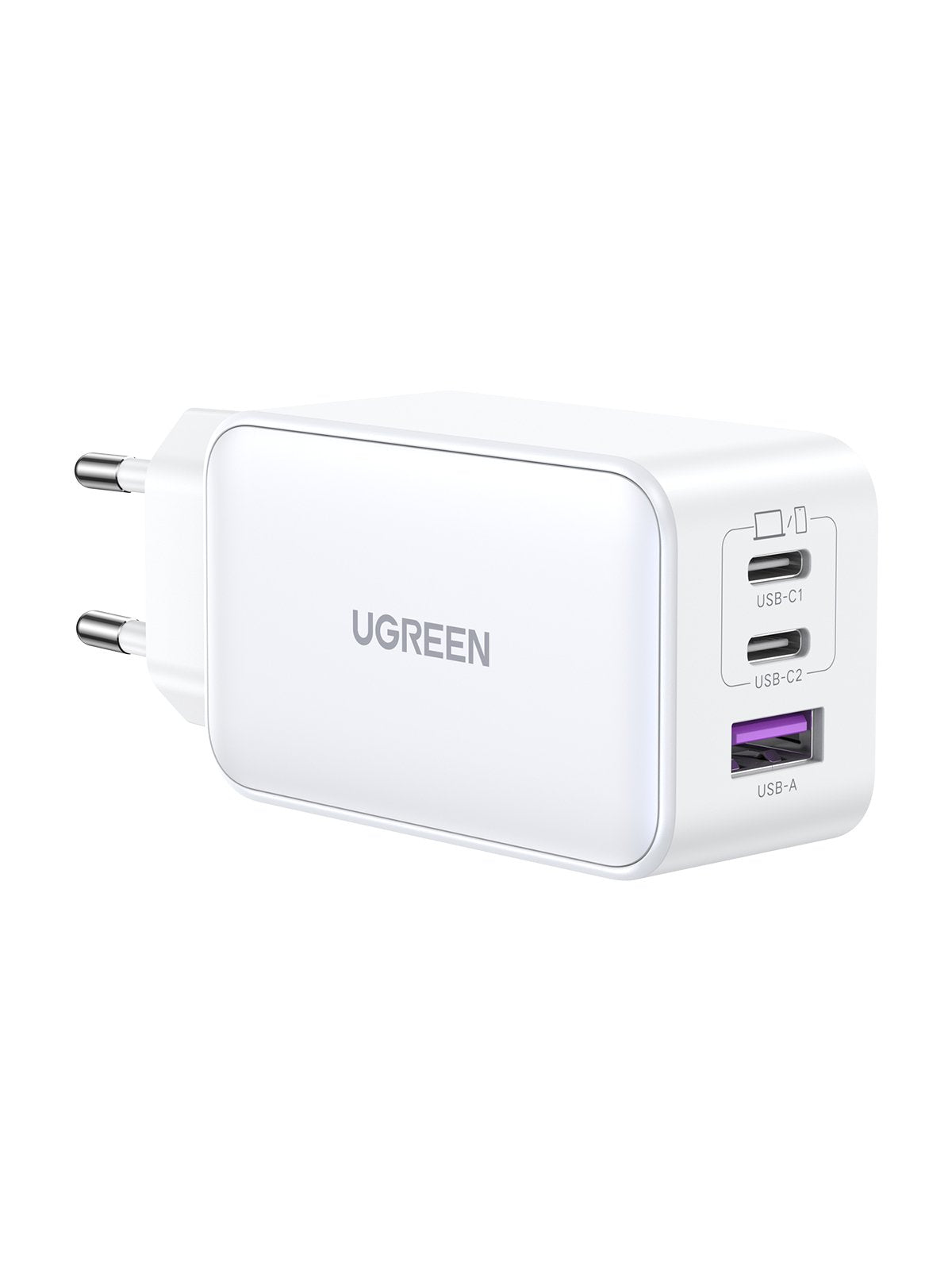 Cargador Rápido Ugreen Nexode Usb-A+2*Usb-C 65w Gan Tech Blanco