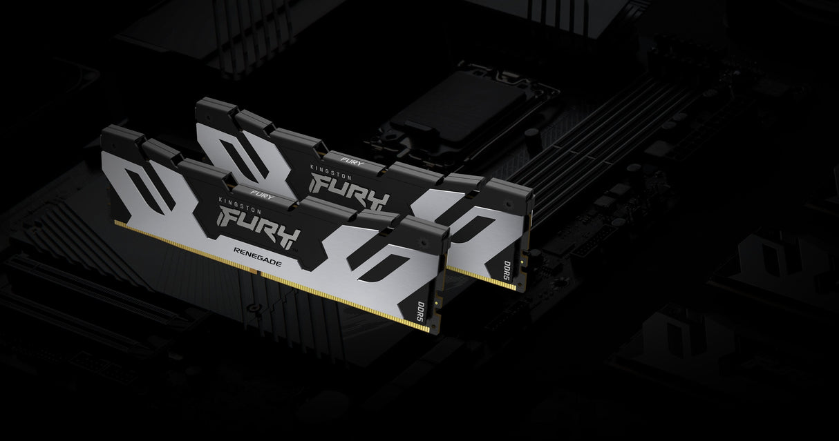 Kingston Fury Dimm 24 Gb Ddr5-8000, Ram Plateado/Negro, Kf580c38rs-24, Renegade, Intel Xmp Kf580c38rs-24