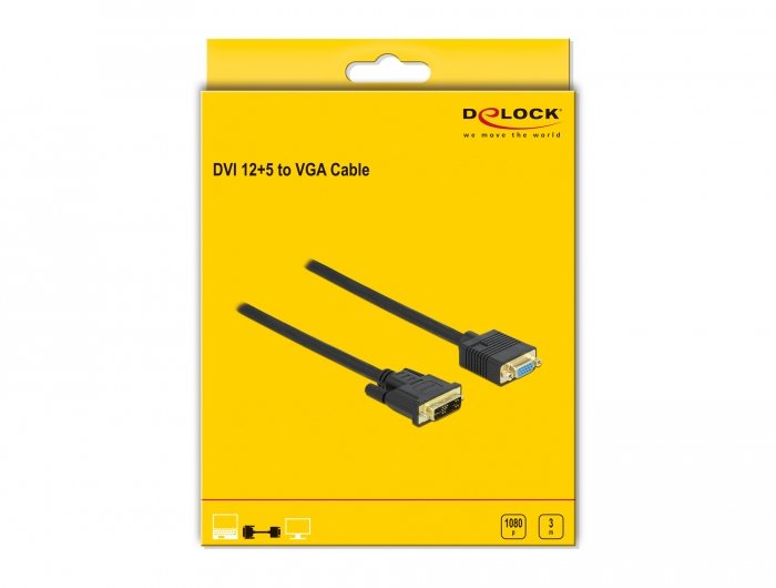 Delock 86754 Cable Dvi 12+5 Macho A Vga Hembra 3 M