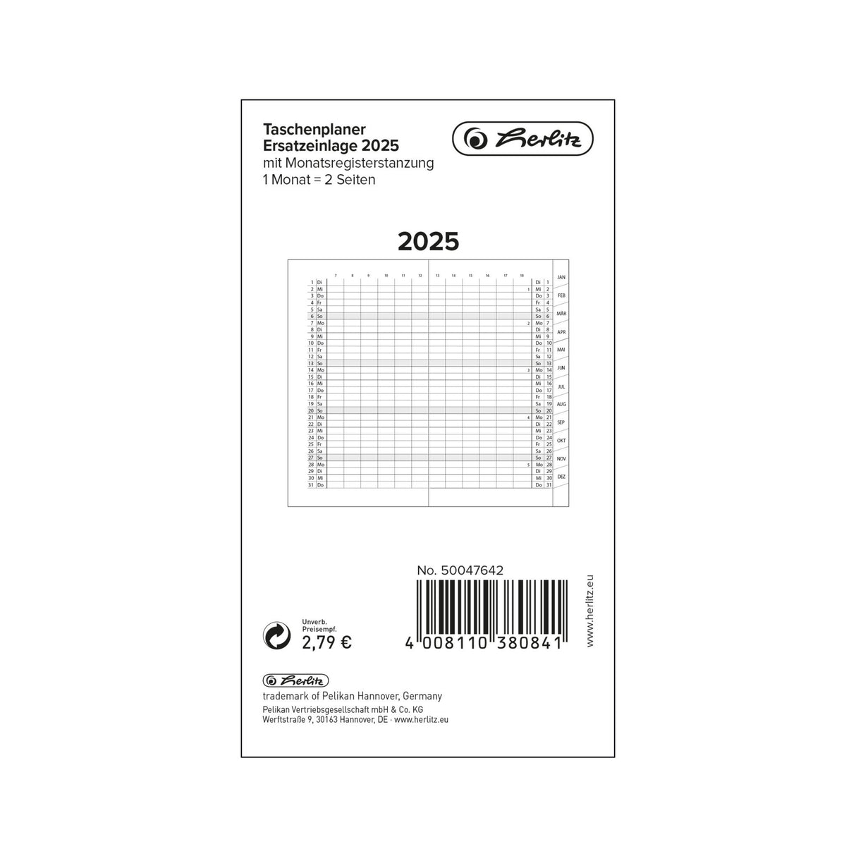 EAN 4008110380841 - Herlitz 50047642 calendario Bolsillo imagen 1