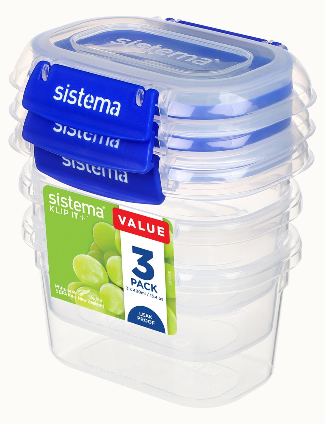 Simema Fiambrera Set Klip It Plus 3 X 400 Ml Azul