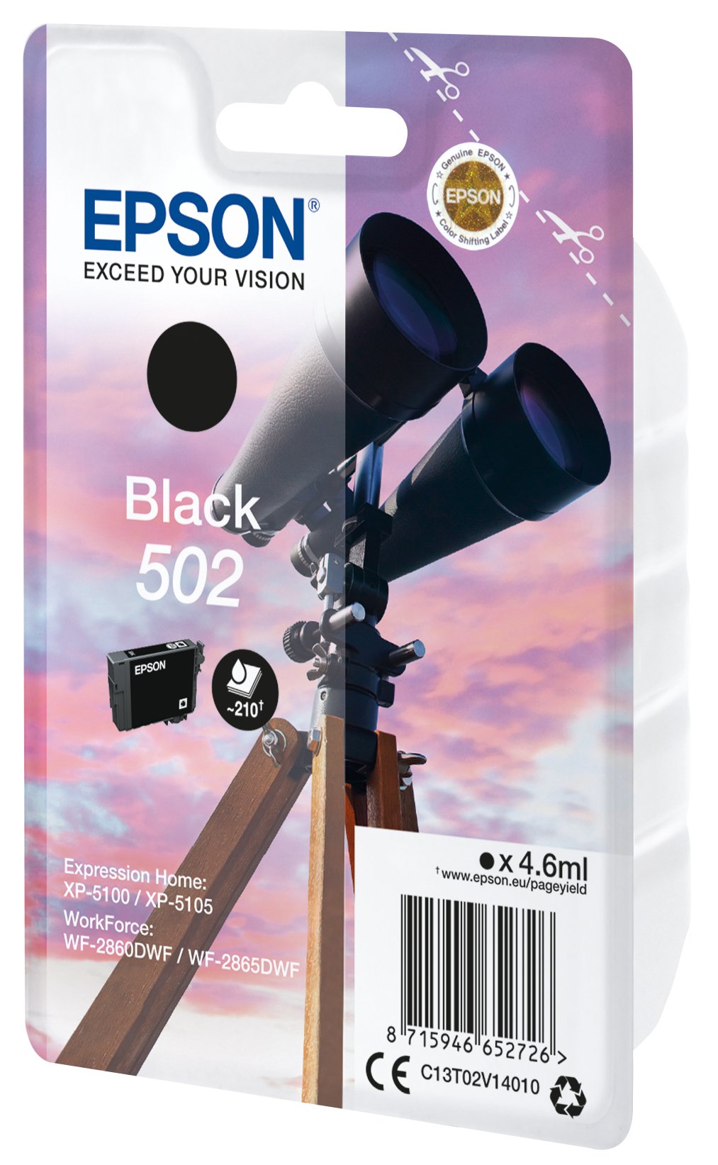 Epson Singlepack Black 502 Ink Cartucho De Tintapara Expression Home Xp-5100, Workforce Wf-2860