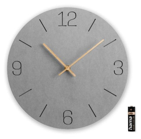Reloj De Pared Hama Creta Gris 30cm Números Grabados 185881
