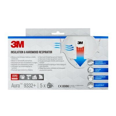 3m Aura Comfort Cool Flow Pack De 5 Mascarillas Para Particulas Ffp3 - Desechable - Con Valvula - Para Altos Niveles De