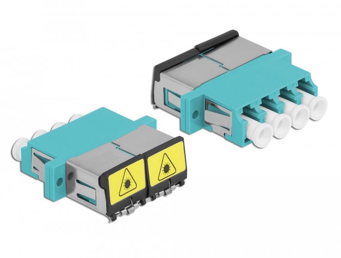 Lwl Kupplung Mit Laserschutzklappe Lc Quad Buchse Zu Lc Quad Buchse Multimode Aqua