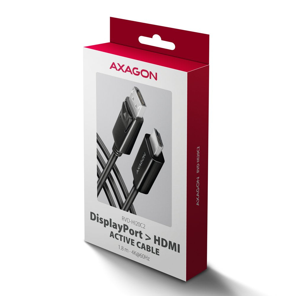 EAN 8595247908797 - Axagon RVD-HI20C2 adaptador de cable de vídeo 1,8 m DisplayPort HDMI Negro imagen 7