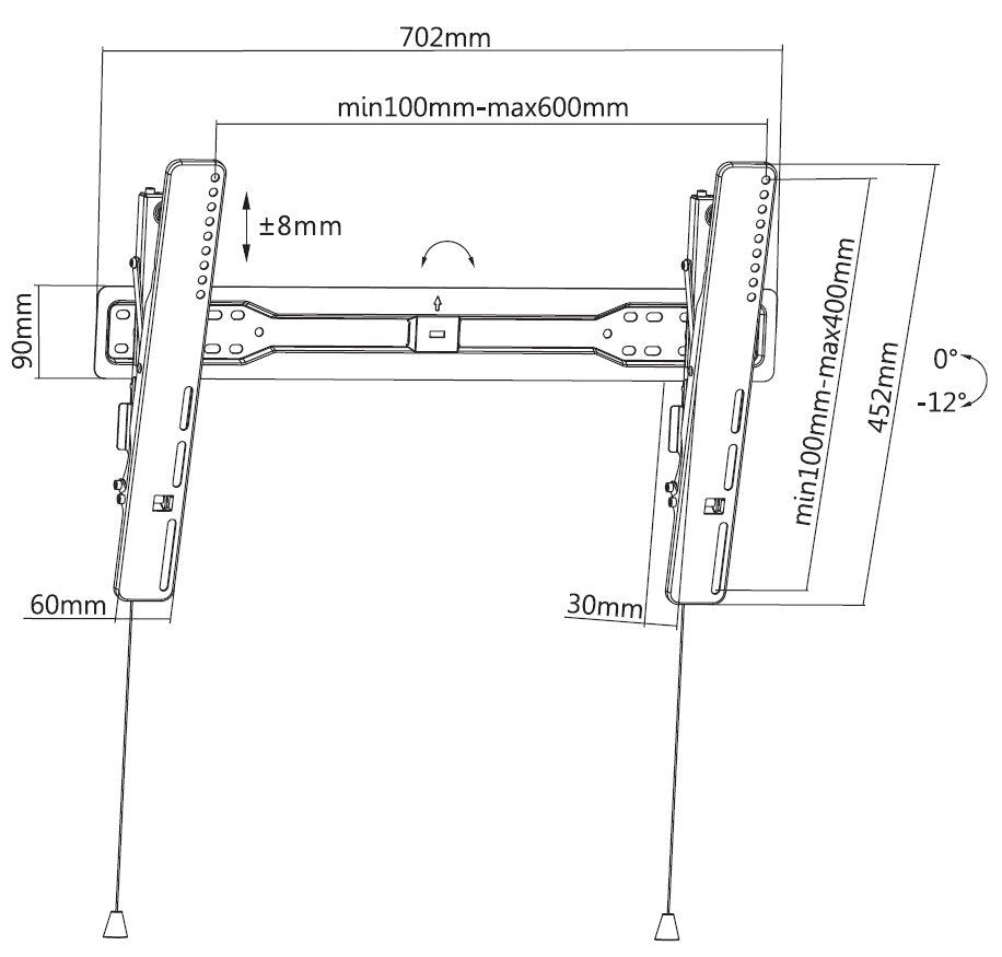 Equip Soporte De Pared Fijo Ultradelgado Para Tv De 37"-70" - Inclinable - Peso Max 35kg - Vesa 600x400mm