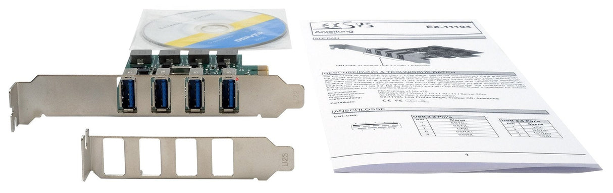 Pci-Karte 4p Usb 3.2 Gen1 Inkl.Lowprofilebügel Renesas D720201