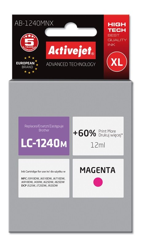 EAN 5901452156336 - Activejet AB-1240MNX cartucho de tinta 1 pieza(s) Compatible Alto rendimiento (XL) Magenta imagen 1