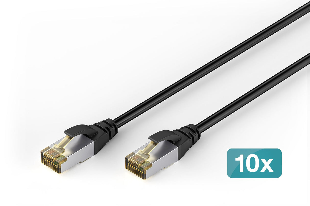 Digitus Cat 6a S/Ftp Outdoor-Cable De Red, Pe, 10 Unidades, 10 M, Cat6a, S/Ftp (S-Stp), Rj-45, Rj-45, Negro