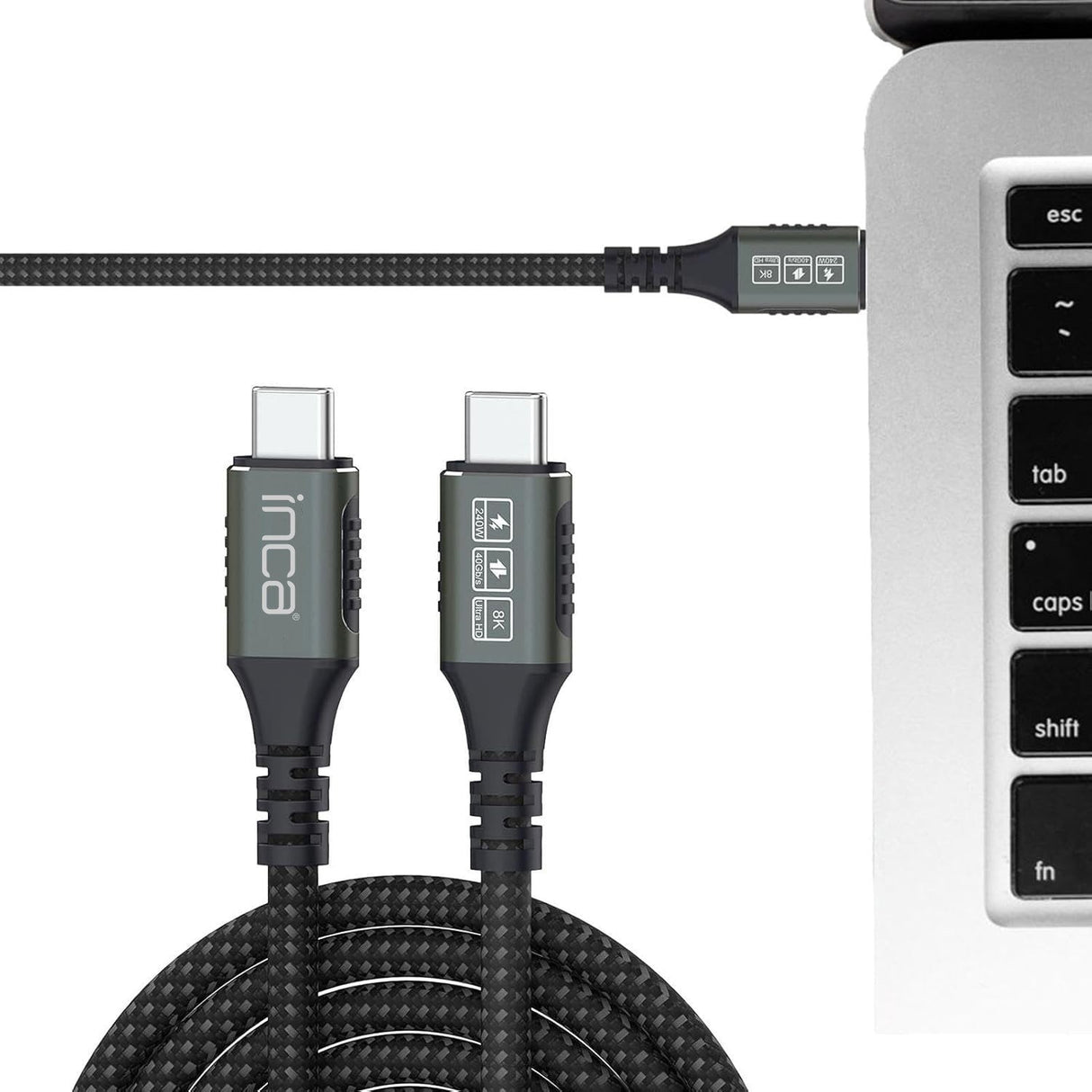 Inca Usb-Cable Usb-C4.0 40gbps Pd3.1 240w 8k-Ultrahd 0.80m
