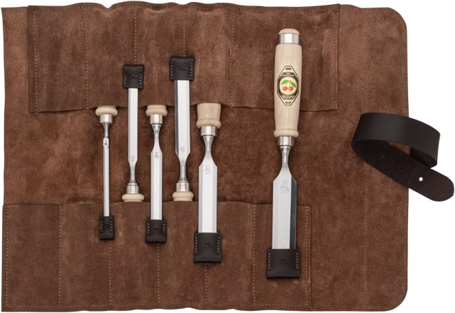 Kirschen Stechbeitelsatz 6-Tlg. Ledertasche 6-10-12-16-20-26