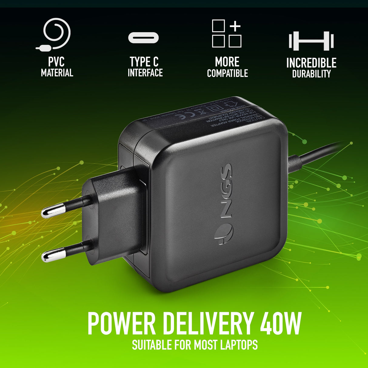 EAN 8435430620085 - NGS W-45W TYPEC Portátil, Smartphone, Tableta Negro Corriente alterna Interior imagen 7