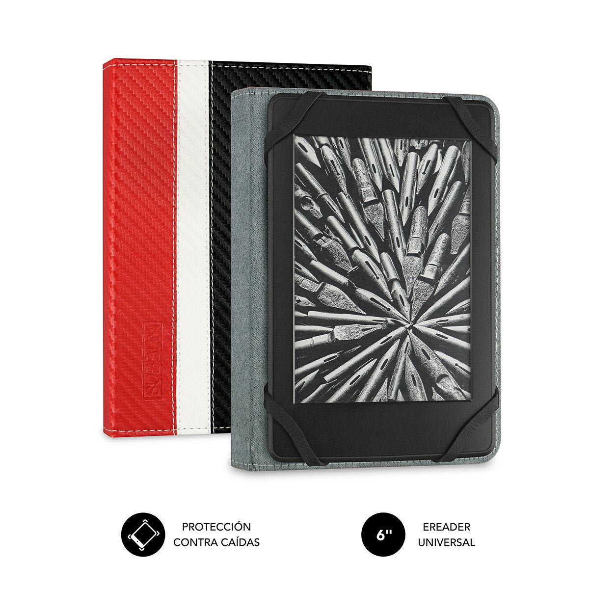 EAN 8436586741013 - SUBBLIM SUB-CUE-1EC002 funda para libro electrónico 15,2 cm (6") Folio Negro, Rojo, Blanco imagen 1