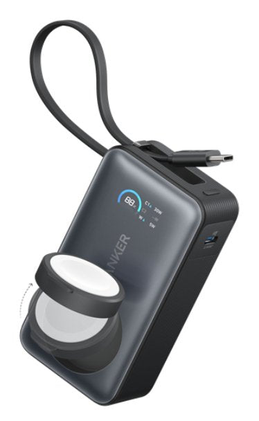 Anker Maggo Powerbank 10.000mah 35w Fuer Iphone Und Apple Watch Inkl. 30w Usb-C Cable Und Zertifizierten 5w Watch Lademodul Schwarz