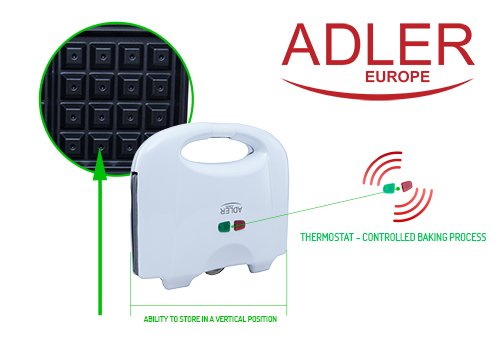 EAN 5901436590286 - Adler AD 311 gofrera 2 barquillo(s) 700 W Negro, Blanco imagen 11