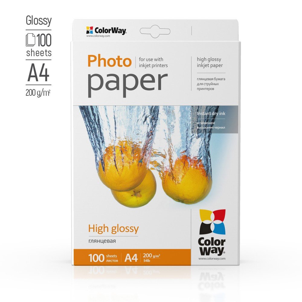 Papel Fotogrã¡Fico De Alto Brillo Colorway, 100 Hojas, A4, 200 G/Mâ²