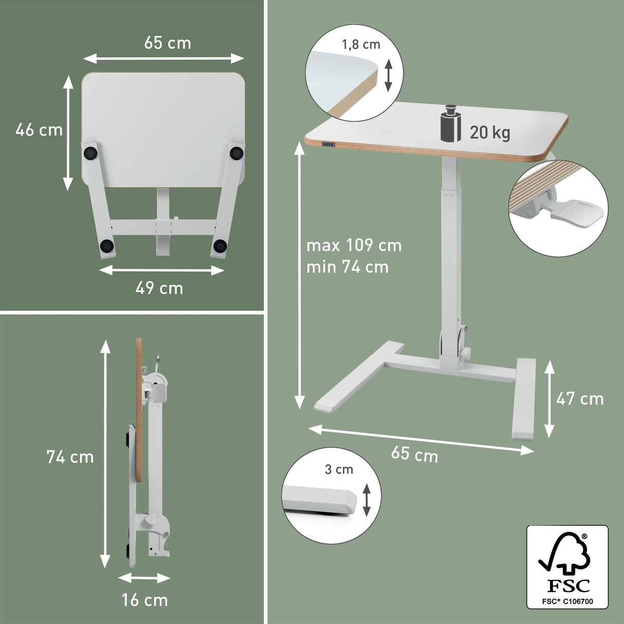 EAN 4002432143054 - Leitz 65880001 escritorio de pie Blanco imagen 8