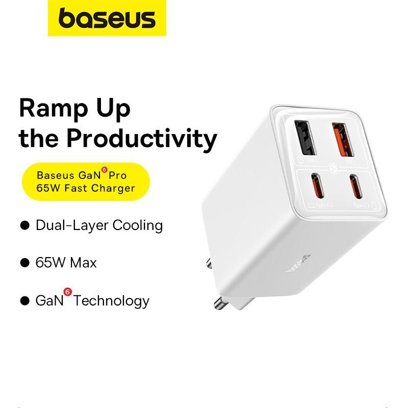 EAN 6932172644437 - Baseus GAN6 65W ADPTR + 100W C KBL-BYZ cargador de dispositivo móvil PDA, Tableta, Teléfono Blanco Corrie imagen 6