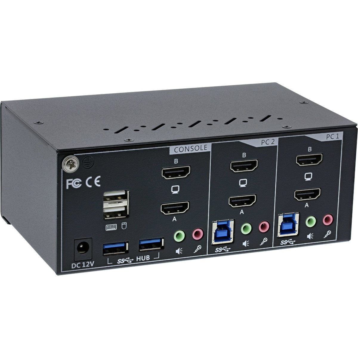 Inline® Kvm Desktop Switch, 2-Port, Dual Monitor, Hdmi 2.0, 4k, Usb 3.0, Audio