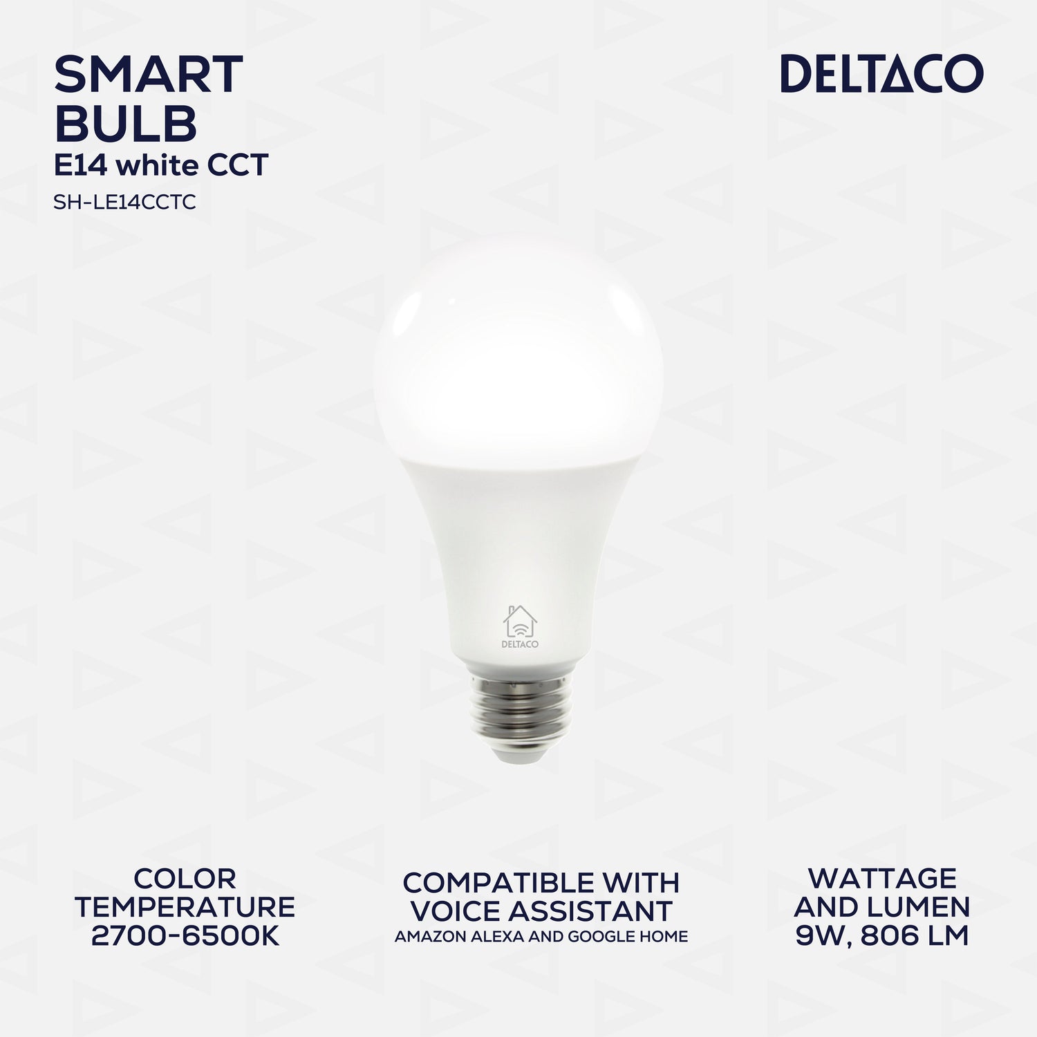 Deltaco Smart Home Sh-Le27cctc Led Bulb, E27, 9w, Wifi, Adjustable, 2700k-6500k