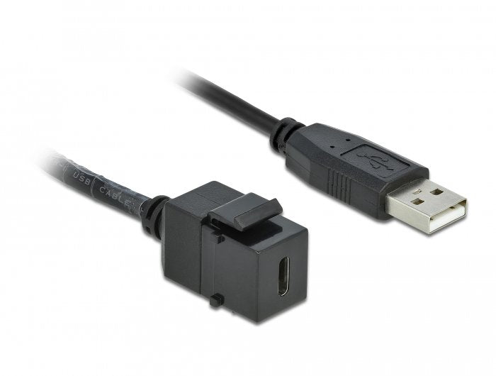 Delock Keystone Módulo Usb 2.0 C Conector Hembra > Usb 2.0 A Conector Macho Con Cable