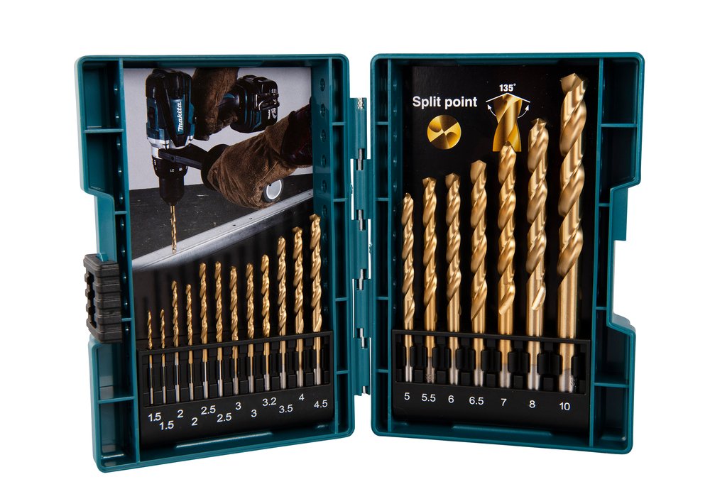 Juego De Brocas Para Metal Makita Hss-Tin, 19 Piezas, Juego De Brocas B-67795